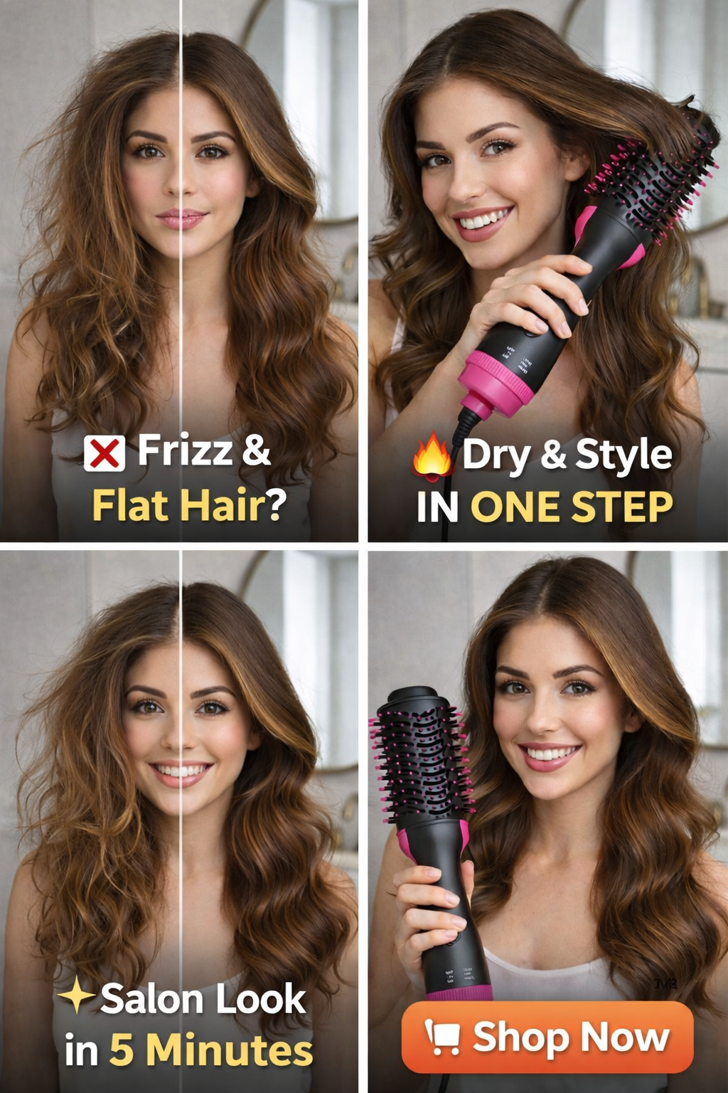Hot Air Hair Dryer Brush Volumizer